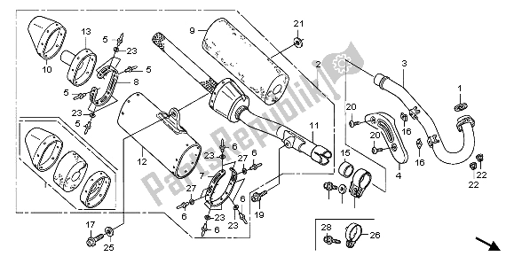 All parts for the Exhaust Muffler of the Honda CRF 450R 2007