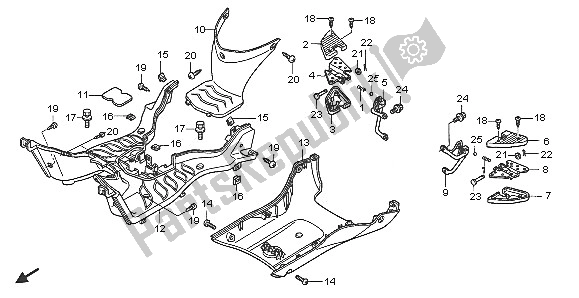 Todas las partes para Panel De Piso Y Escalón Del Pasajero de Honda SH 150 2005