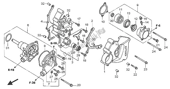 Alle onderdelen voor de Waterpomp van de Honda VFR 800A 2005