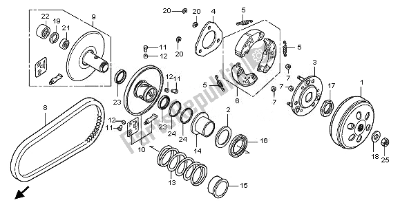 All parts for the Driven Face of the Honda SH 125 2010
