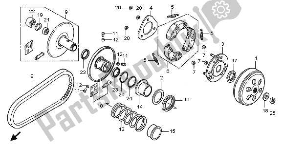 Todas as partes de Rosto Dirigido do Honda SH 125 2010