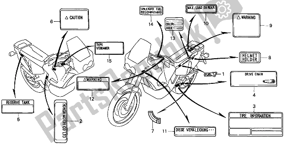 Tutte le parti per il Etichetta Di Avvertenza del Honda XRV 750 Africa Twin 1994