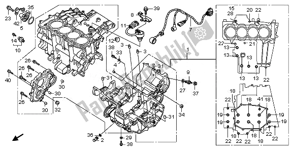 All parts for the Crankcase of the Honda CBF 1000F 2011