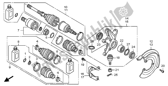 Tutte le parti per il Articolazione Anteriore E Albero Di Trasmissione Anteriore del Honda TRX 420 FA Fourtrax Rancher AT 2010