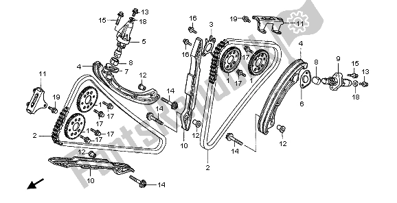 All parts for the Cam Chain & Tensioner of the Honda XL 1000 VA 2006
