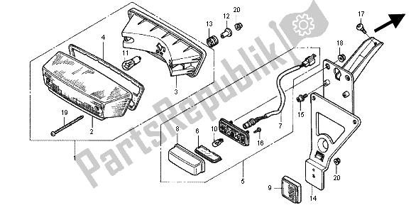 All parts for the Taillight of the Honda CB 1300X4 1997