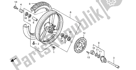 All parts for the Front Wheel of the Honda NTV 650 1996