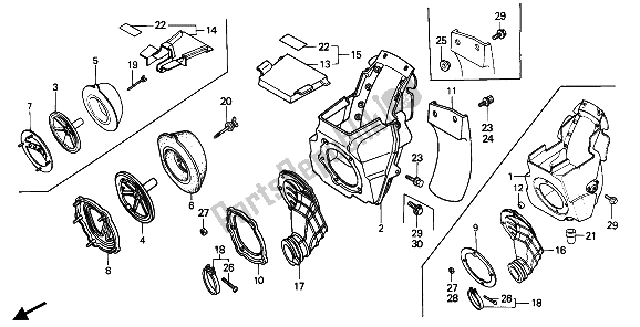All parts for the Air Cleaner of the Honda CR 125R 1988