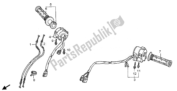 All parts for the Switch & Cable of the Honda VFR 800 2010