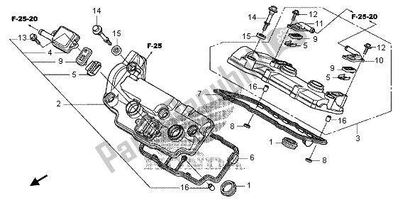 Todas las partes para Cubierta De Tapa De Cilindro de Honda VFR 1200 XD 2012