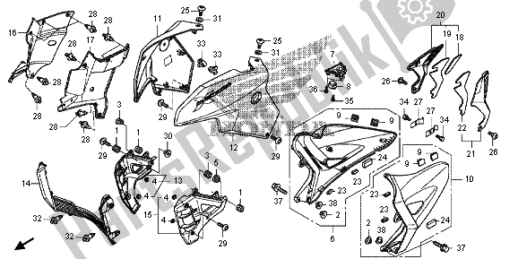 All parts for the Middle Cowl of the Honda VFR 1200 XD 2012