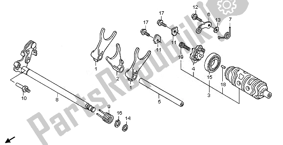 All parts for the Gearshift Drum of the Honda XL 1000 VA 2008