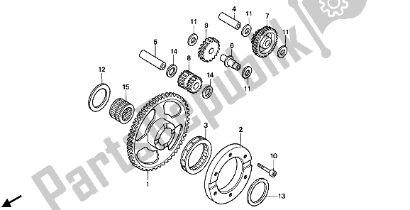 All parts for the Starting Clutch of the Honda NX 650 1992