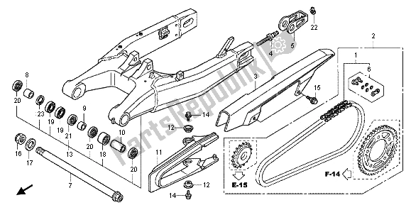 All parts for the Swingarm of the Honda CB 600F Hornet 2012