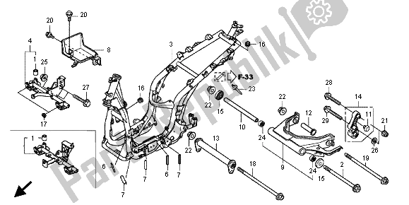 Tutte le parti per il Corpo Del Telaio del Honda SH 300 2012