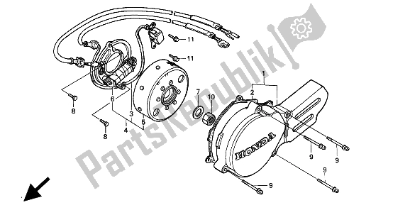Todas as partes de Tampa Do Cárter Esquerdo E Gerador do Honda CR 80R 1994