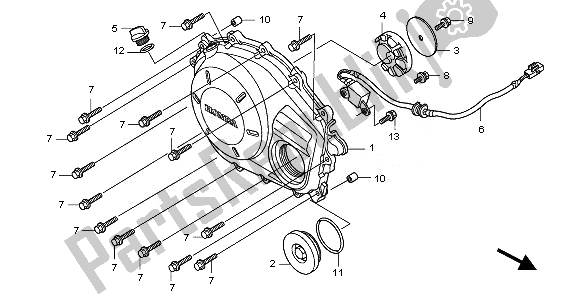 All parts for the Right Crankcase Cover of the Honda CBF 1000 TA 2010