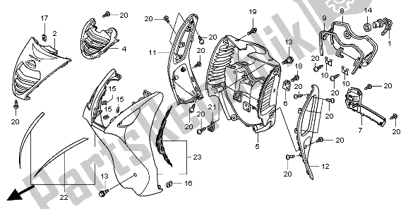 All parts for the Front Cover of the Honda PES 150R 2009