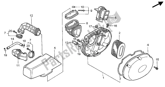 All parts for the Air Cleaner of the Honda VT 750C2 2001