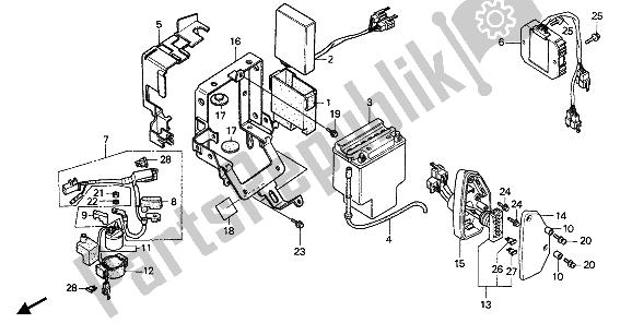 Todas las partes para Batería Y Regulador de Honda VT 1100C 1988