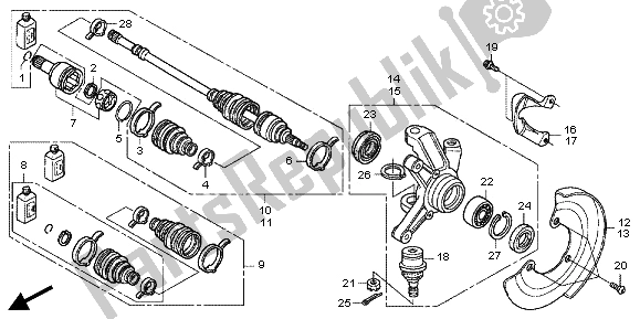 All parts for the Knuckle of the Honda TRX 500 FPA Foreman Rubicon WP 2013