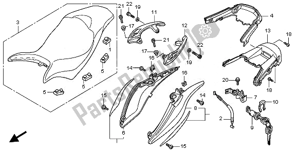 Tutte le parti per il Sedile E Cofano Posteriore del Honda CB 600F Hornet 2008