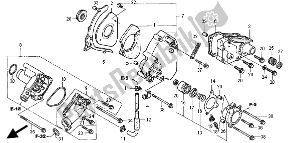 Todas las partes para Tapa Trasera Izquierda Y Bomba De Agua de Honda CB 1300X4 1997