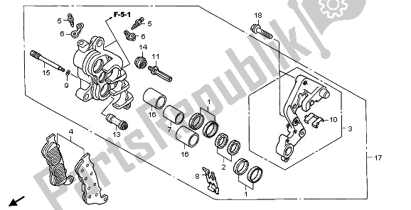 Tutte le parti per il Pinza Freno Anteriore (r.) del Honda XL 1000 VA 2008