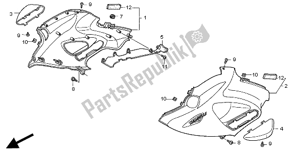 Tutte le parti per il Cappuccio Medio del Honda NT 650V 1998