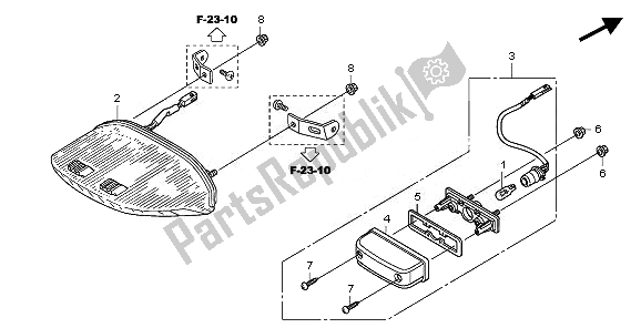 All parts for the Taillight of the Honda CBF 1000 FSA 2010