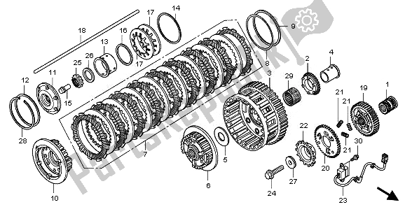 All parts for the Clutch of the Honda VFR 1200 FA 2010