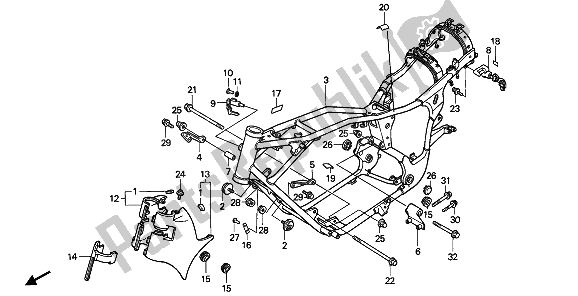 All parts for the Frame Body of the Honda VT 600 1992