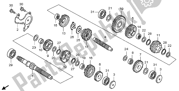 All parts for the Transmission of the Honda VT 750C 2009