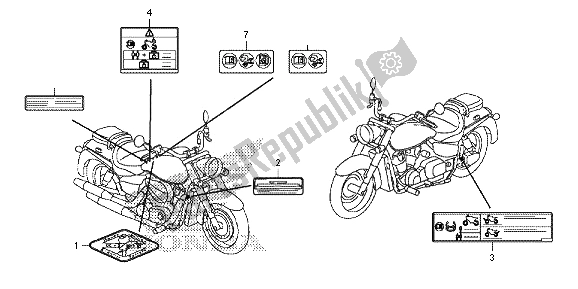 Alle onderdelen voor de Waarschuwingsetiket van de Honda VT 750C2S 2013