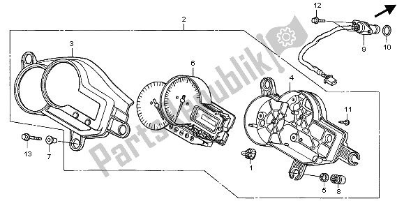 All parts for the Meter (mph) of the Honda VTR 1000F 2002