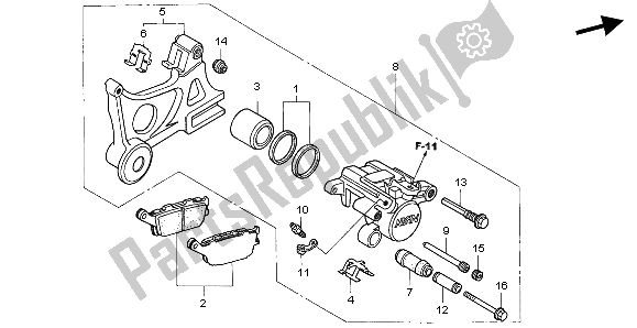 Tutte le parti per il Pinza Freno Posteriore del Honda CBR 600F 2006