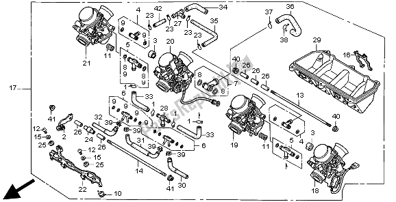 All parts for the Carburetor (assy) of the Honda CBR 600F 1998