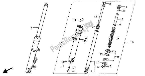 All parts for the Front Fork of the Honda VT 125C 2001