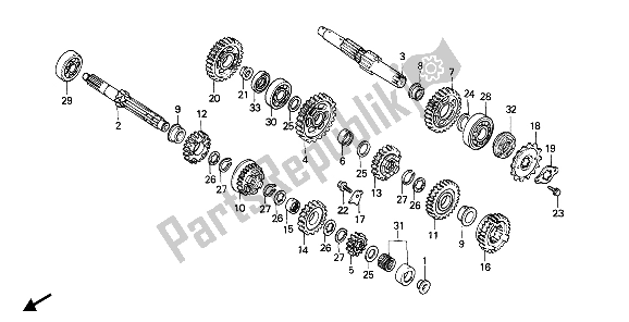 All parts for the Transmission of the Honda NX 650 1988