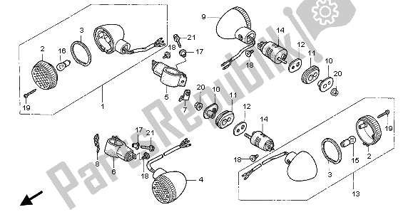 All parts for the Winker of the Honda VT 1100C2 1998