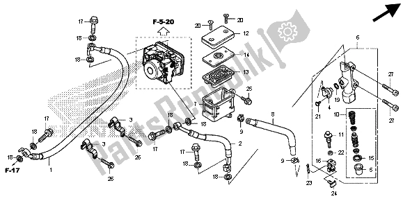 Tutte le parti per il Pompa Freno Posteriore del Honda CB 500 FA 2013