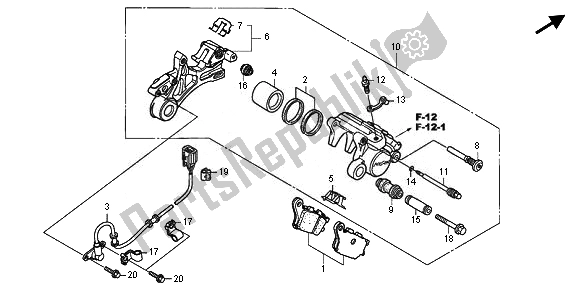 Todas las partes para Pinza De Freno Trasero Y Sensor De Velocidad de Honda XL 700 VA Transalp 2011