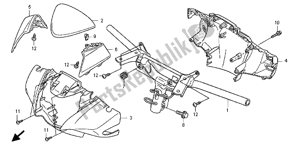 Tutte le parti per il Manico Per Tubo E Coperchio Per Maniglia del Honda SH 300 RA 2012