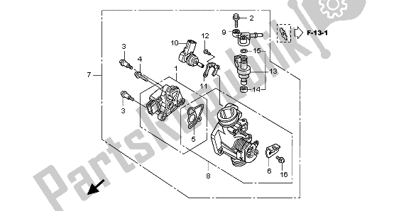 All parts for the Throttle Body of the Honda ANF 125 2009