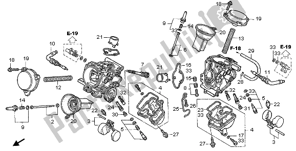 Todas las partes para Carburador (componentes) de Honda XL 125V 2006