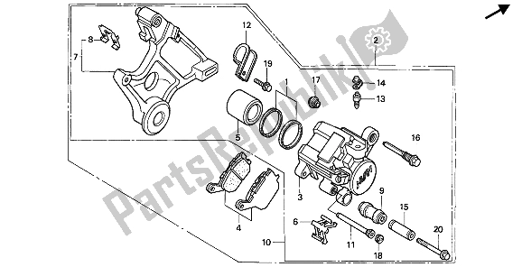 Toutes les pièces pour le étrier De Frein Arrière du Honda CBR 900 RR 1993