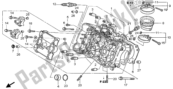 All parts for the Cylinder Head (front) of the Honda VFR 800A 2009