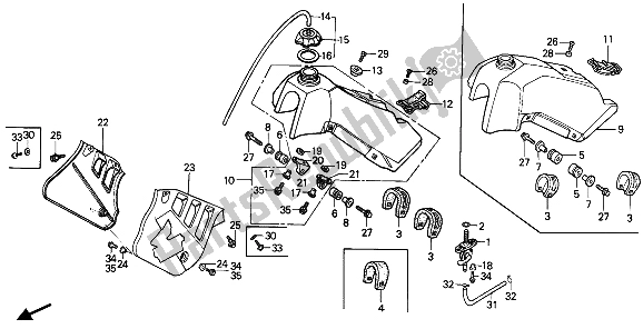 Todas las partes para Depósito De Combustible de Honda CR 125R 1987