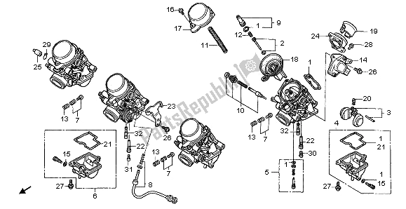 All parts for the Carburetor (component Parts) of the Honda CBF 600N 2006