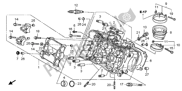 All parts for the Cylinder Head (front) of the Honda VFR 800X 2012